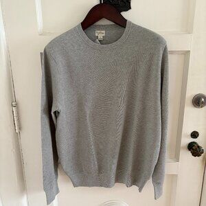 J. Crew Cotton Piqué-Stitch Crewneck Sweater | Mens Size Large | Heather Grey